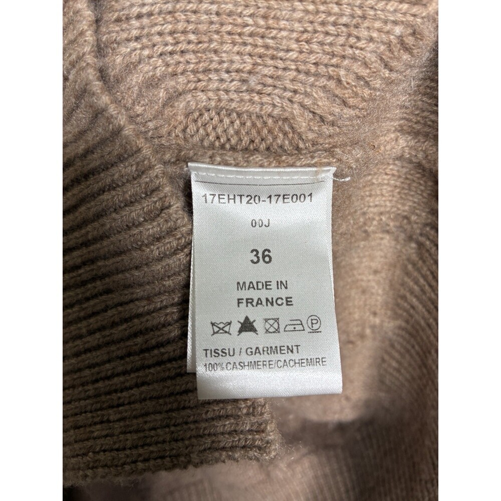 Chloe 100% Cashmere Diamond Cable Knit Turtleneck Sweater Beige Size 36 US Small - Picture 3 of 7